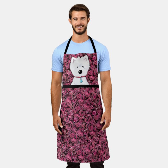 Floral Westie Impressions Apron (Worn)