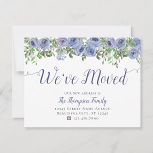 Floral We've Moved New Home Dusty Blue Moving Announcement