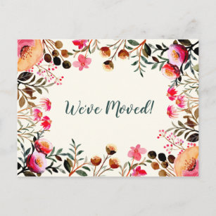  Floral We've Moved New Home Moving Announcement Postcard