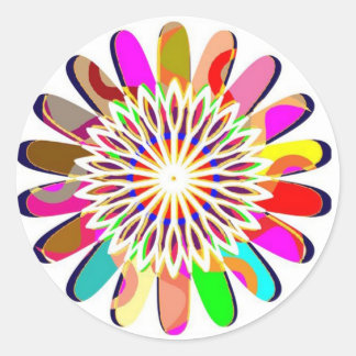 FLORAL Wheel Chakra Colourful Decorations Classic Round Sticker