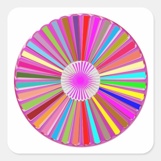 FLORAL Wheel Chakra Colourful Decorations Square Sticker (Front)