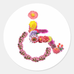 Floral Wheelchair Round Sticker