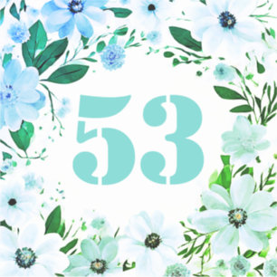 Floral Wheelie Bin Number Green Blue Flowers