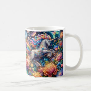 Floral Whimsical Fairy Unicorn Coffee Mug