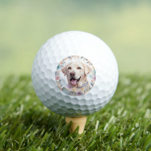 Floral Whimsical Labrador Retriever Illustration Golf Balls