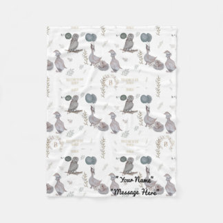 Floral, Whimsical, Nursery watercolor stories Fleece Blanket