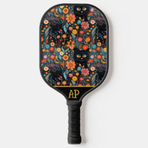 *~*  Floral Whimsical Quirky Cat AP68  PHOTO 1 Pickleball Paddle