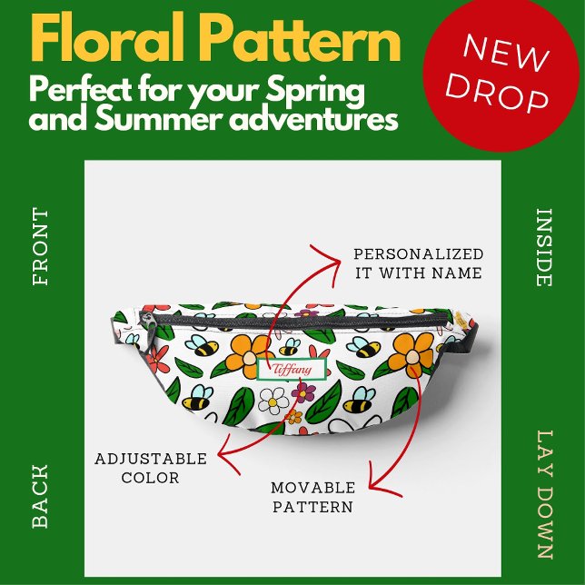 Floral Whimsical Secret Garden Spring Pattern Fanny Pack (Customized explanation )
