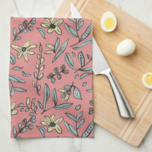 Floral Whimsical sur serviette de cuisine Blush