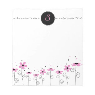 Floral Whimsy Customized Monogram Notepad