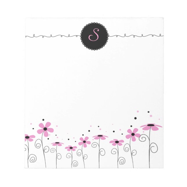 Floral Whimsy Customized Monogram Notepad (Front)