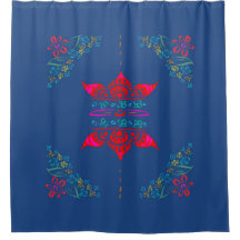 floral whimsy folk art colourful ditsy flowers blu