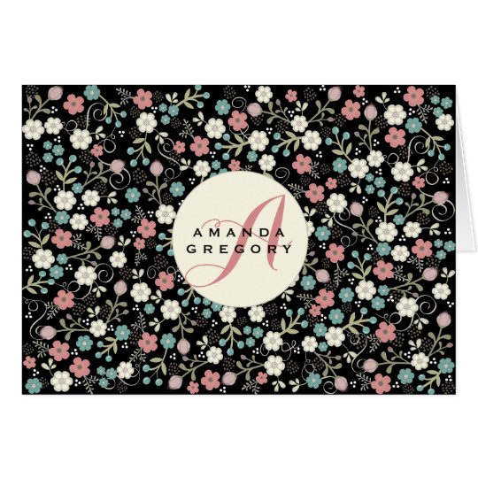 Floral Whimsy Modern Vintage Personalized Notecard