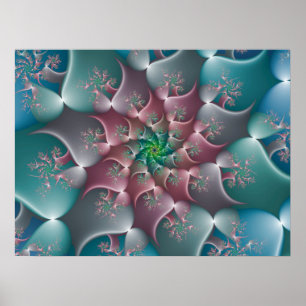 Floral Whirlpool Fractal Poster
