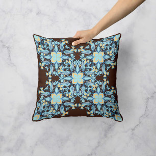 Floral Whirlwind in Mocha Throw Pillow
