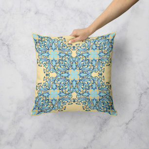 Floral Whirlwind in Yellow Throw Pillow