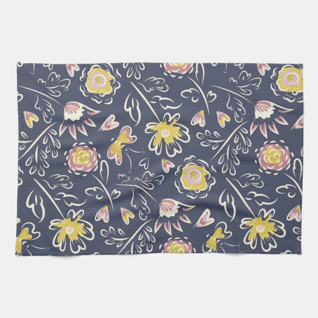 Floral Whirlwind  Kitchen Towel (Horizontal)