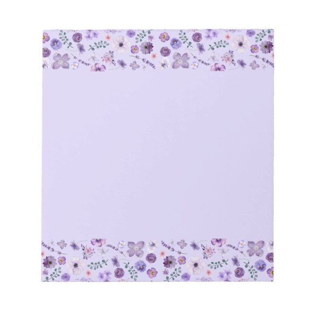 Floral Whisper Notepad - Soft Lavender Charm (Front)