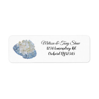 Floral White and Blue Address Label