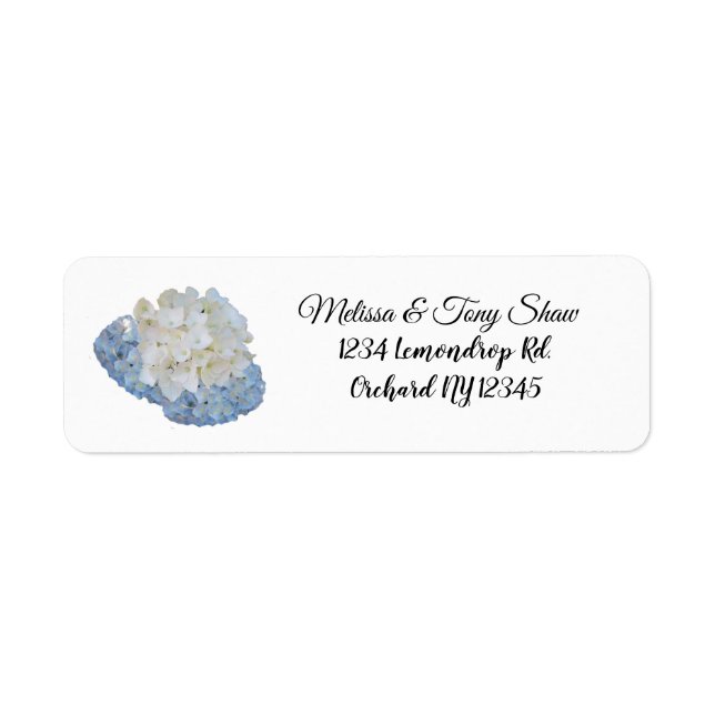 Floral White and Blue Address Label (Front)