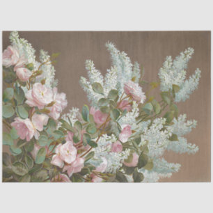 Floral White and Pink Rose Tissue Paper