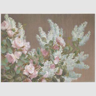 Floral White and Pink Rose Tissue Paper