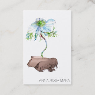 *~* Floral White Anemone Rose Gold QR code Business Card