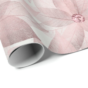 Floral White Bridal Graduatio Birthday 16th Grey Wrapping Paper