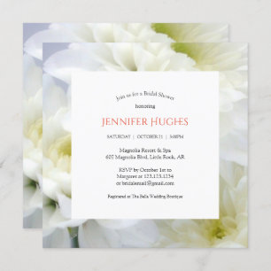Floral White Bridal Shower Invitation