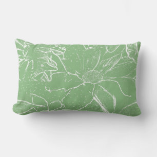 Floral White Bundle Transparency -Light sap green Lumbar Pillow