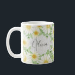 Floral White Daisies Name Watercolor Coffee Mug<br><div class="desc">Add your name to this pretty and feminine coffee mug with watercolor daisies on a vintage white wash faux wood look.  Perfect for home or office.</div>
