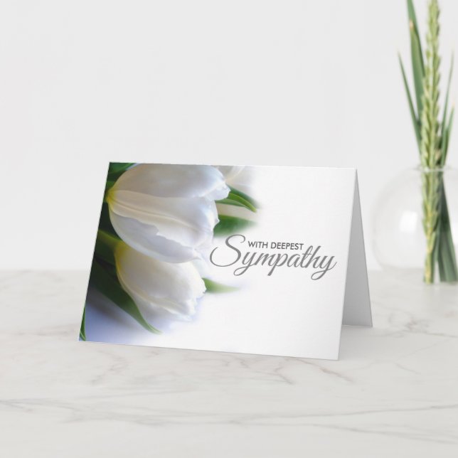 Floral White Deepest Sympathy Condolence Card (Front)