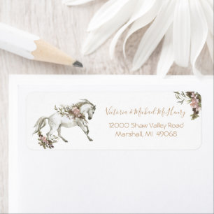 Floral White Horse Mariage