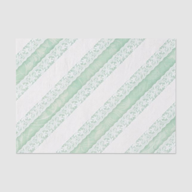 Floral white lace green wedding gift tissue tissue paper (Front)
