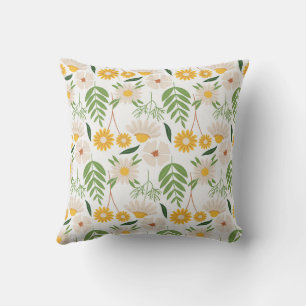 Floral White Nature Design Throw Pillow