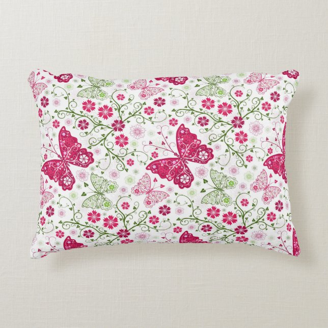 Floral White Pattern Decorative Pillow (Front)