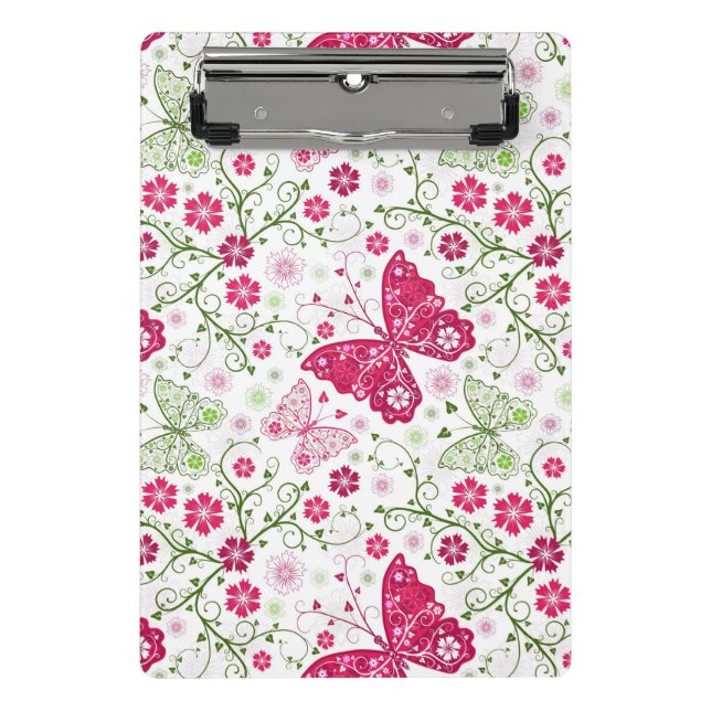 Floral White Pattern Mini Clipboard (Front)