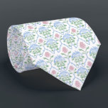 Floral white pink blue neck tie<br><div class="desc">elegant watercolor pattern tie</div>