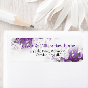 Floral White Purple Return Address Lable