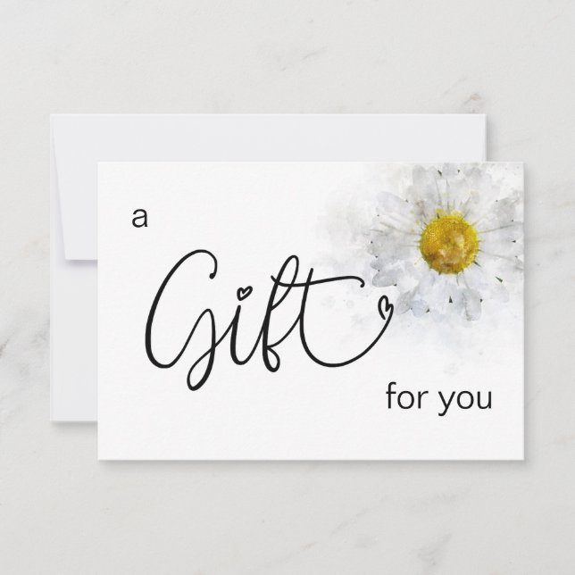 *~* Floral White Watercolor Daisy Heart Minimalist (Front)
