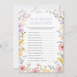 Floral Who Knows Mommy Best Baby Shower Game Card