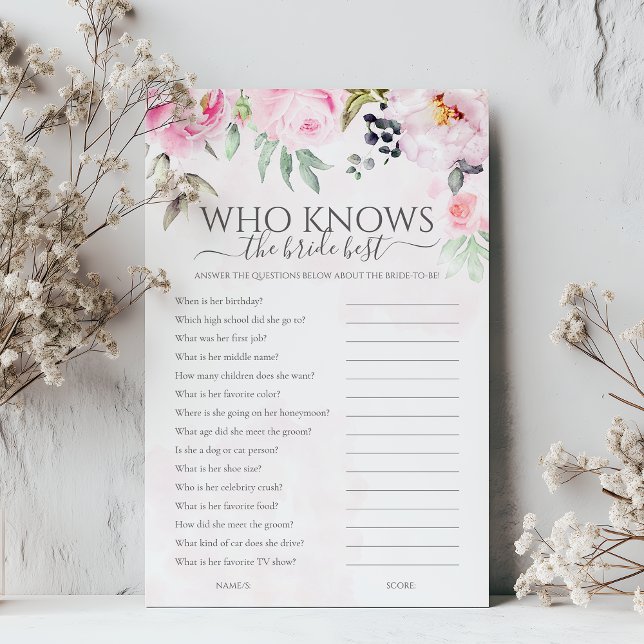 Floral Who Knows The Bride Best Bridal Shower Game (Creator Uploaded)