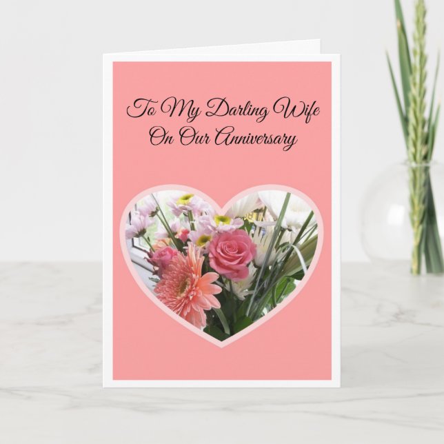 Floral Wife Personalized Wedding Anniversary Card (Front)