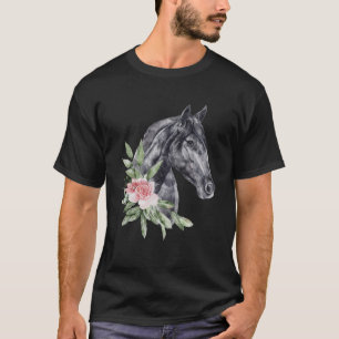Floral Wild Horse Mustangs Animal Spirit Wildlife  T-Shirt