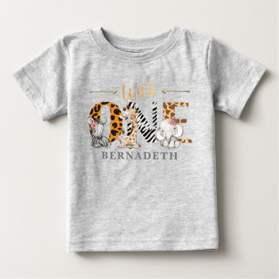 Floral Wild One 1st Birthday Jungle Baby T-Shirt