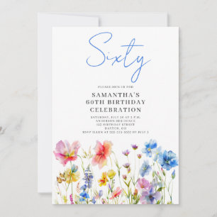 Floral Wildflower 60th Birthday  Invitation