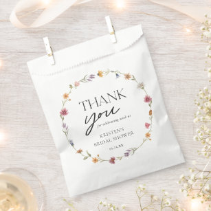Floral Wildflower Bridal Shower Thank You Favour Bag