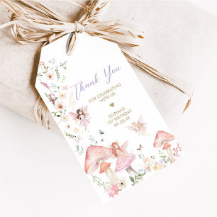 Floral Wildflower Fairy First Birthday Favour Tags