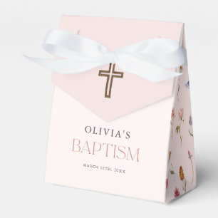 Floral Wildflower Girl Baptism Party Favor Box