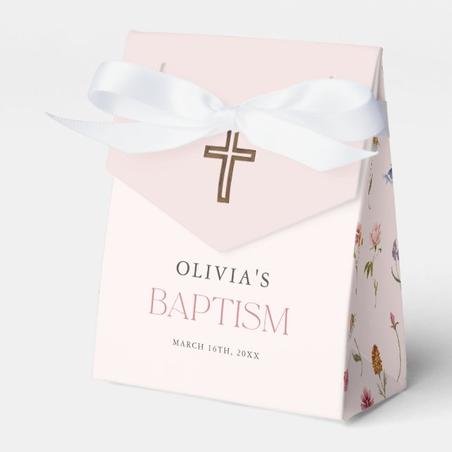 Floral Wildflower Girl Baptism Party Favor Box (Front Side)
